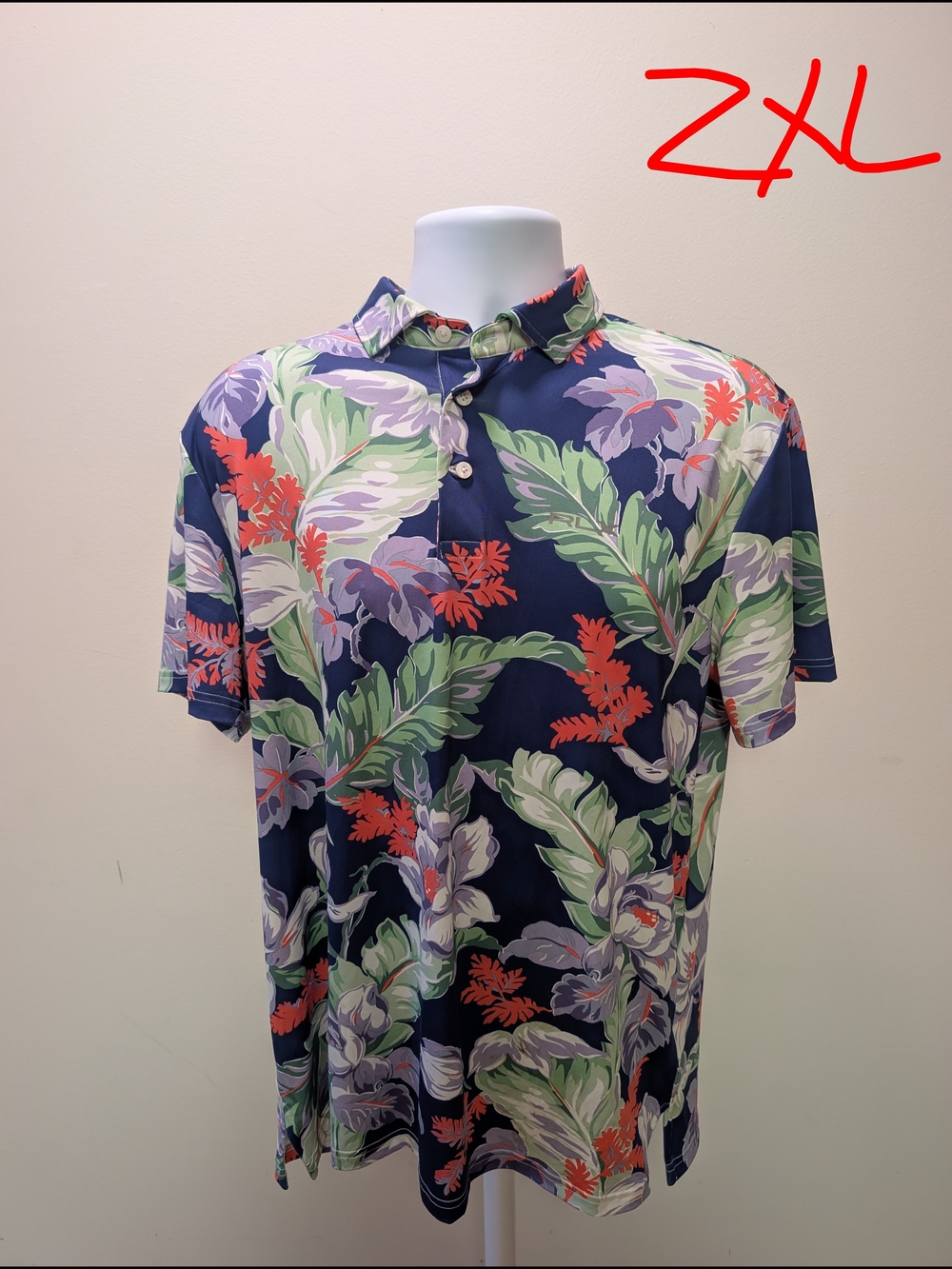 RLX Ralph Lauren Tropical Leaf Print Polo